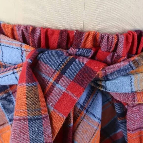 Women's Flannel Asymmetrical Hemline Plaid Front Tie Skirt Medium #1 - Picture 4 of 7